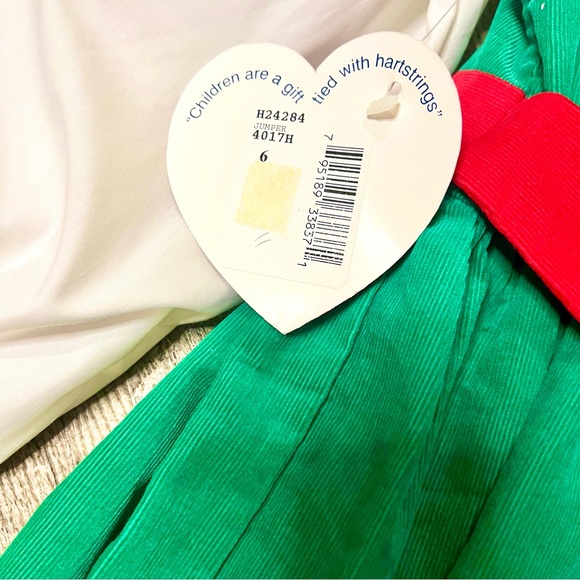 🎄Vintage Hartstrings Girls Christmas Dress Set Green Red White Size 6 NWT - Picture 14 of 16